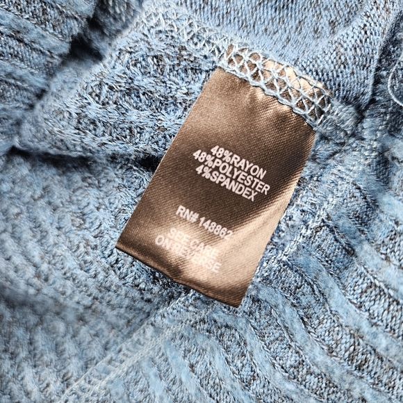 Torrid Blue Teal Brushed Waffle Crew Neck Raglan Sweatshirt 3 - Picture 7 of 9